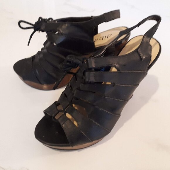 Preloved Diba black platform lace up heeled sandals, 6 - Picture 5 of 5